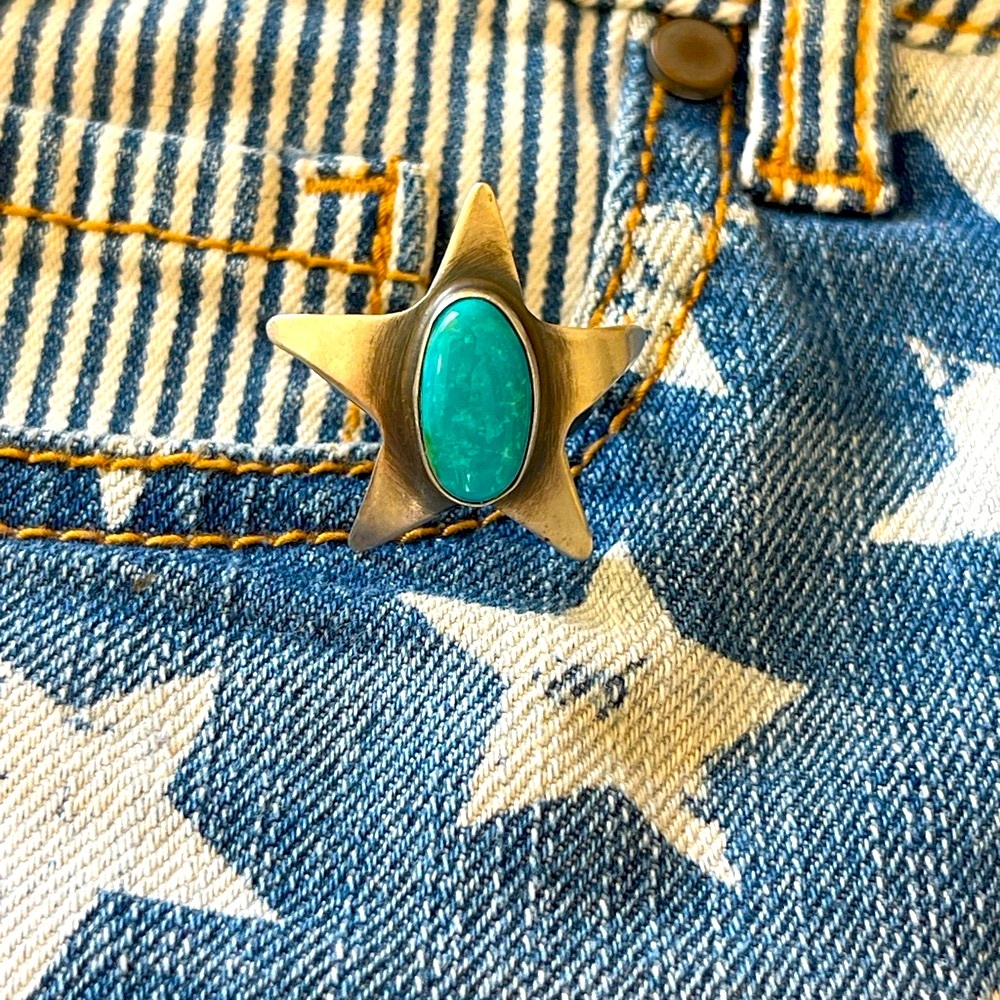 native American vintage Sterling Silver turquoise Star Ring - Picture 7 of 7